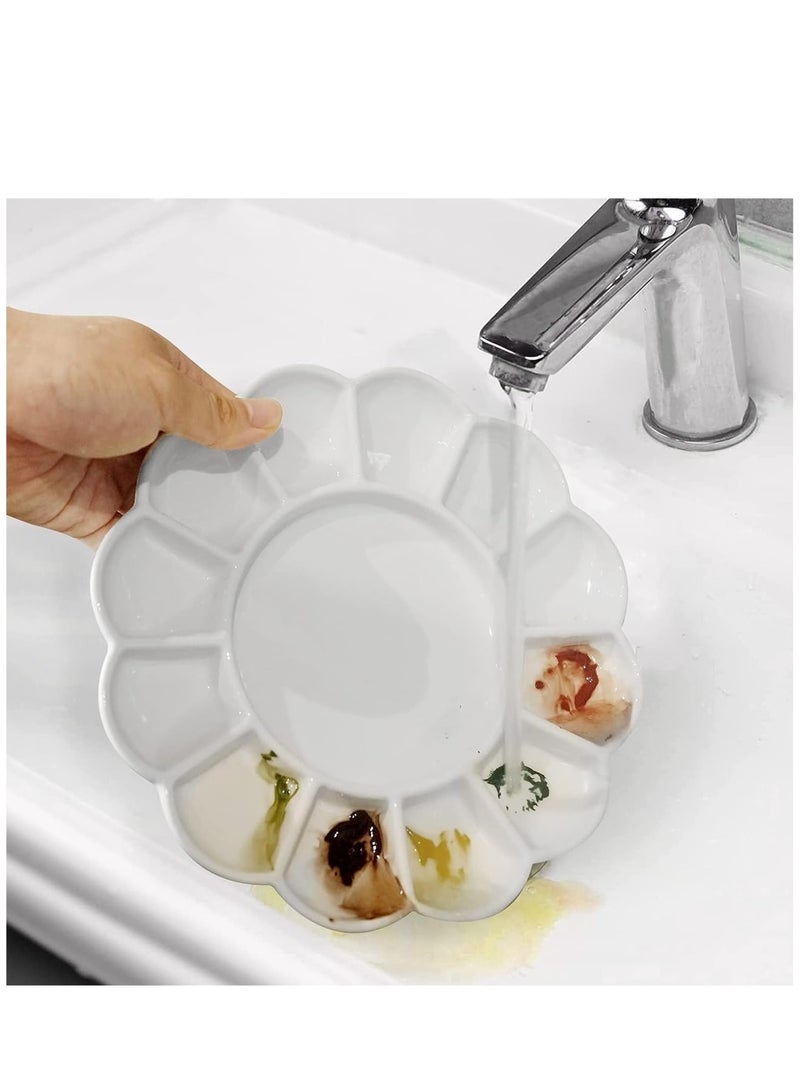 Zikra 8 Inch 13 Wells Artist Ceramic Paint Palette, Circular Ceramic Watercolor Painting Mixing Tray for Watercolor Gouache Acrylic Oil Painting - Image 5