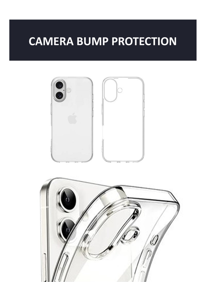 Soft Flexible Transparent Silicone Protective Back Case Cover for iPhone 16 Plus - Transparent - Image 3