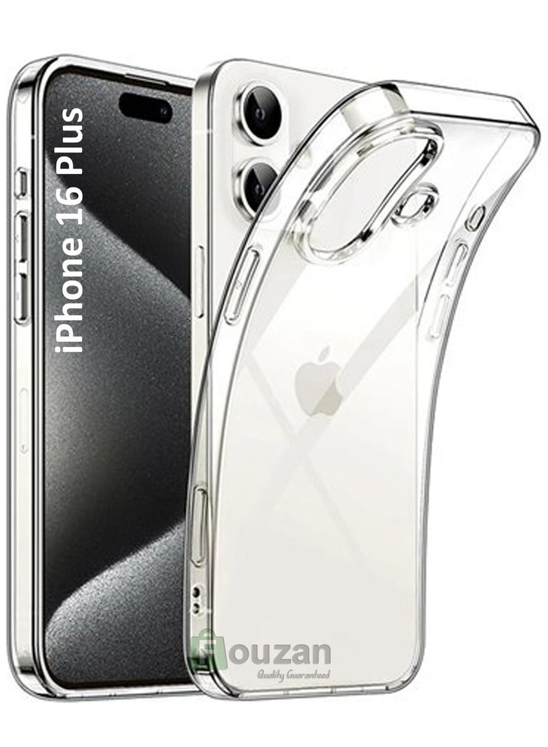 Soft Flexible Transparent Silicone Protective Back Case Cover for iPhone 16 Plus - Transparent - Image 1