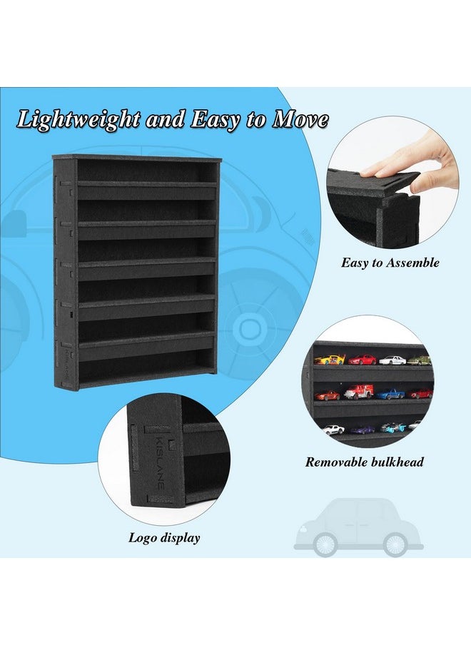 KISLANE - Assemblable Kids Display Case Compatible With Hot Wheels Display Case Fit For Hot Wheels Case & Matchbox Cars Dampening Felt 24 Display Holder Wall Mounted Storage Organizer Case (Black) - Image 1