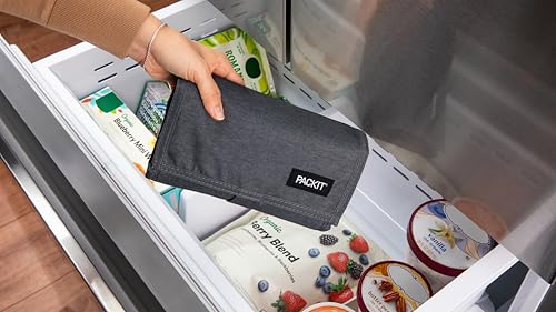 Packit® Freezable Lunch Bag, City Charcoal, Built with ECOFREEZE® Technology, Foldable, Reusable, Zip and Velcro Closure with Buckle Handle, Designed for Work Lunches and Fresh Lunch On the Go - Image 4