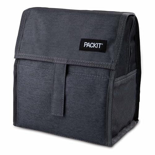 Packit® Freezable Lunch Bag, City Charcoal, Built with ECOFREEZE® Technology, Foldable, Reusable, Zip and Velcro Closure with Buckle Handle, Designed for Work Lunches and Fresh Lunch On the Go - Image 2