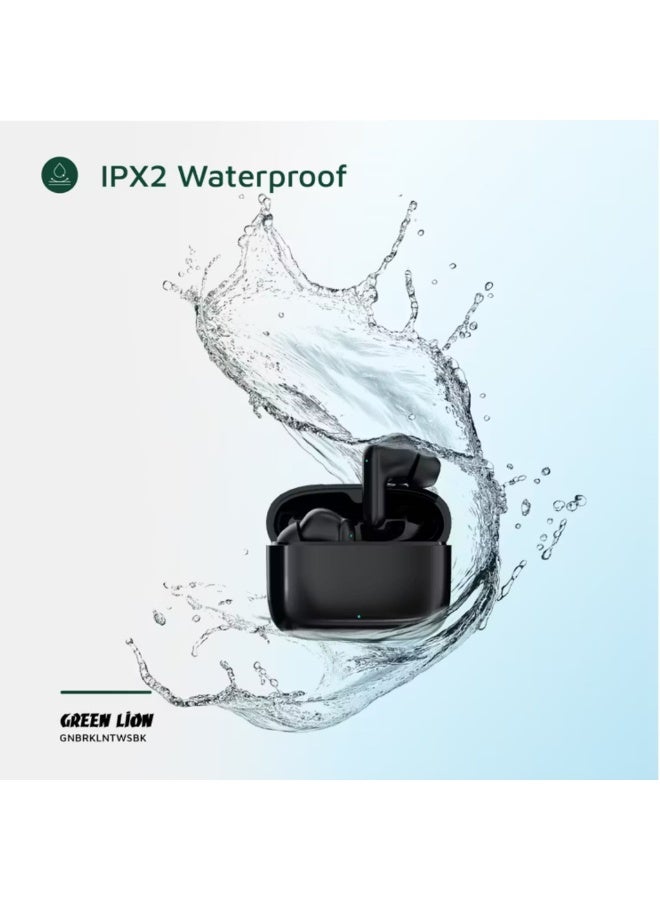 GREEN LION Brooklyn True Wireless Earbuds with Voice Assistant, 4 Hours Playtime, Built-in Microphone, HiFi Sound, Touch Control, Dual-Mic - Black - Image 3