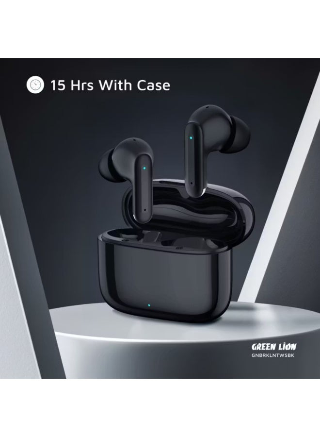 GREEN LION Brooklyn True Wireless Earbuds with Voice Assistant, 4 Hours Playtime, Built-in Microphone, HiFi Sound, Touch Control, Dual-Mic - Black - Image 5
