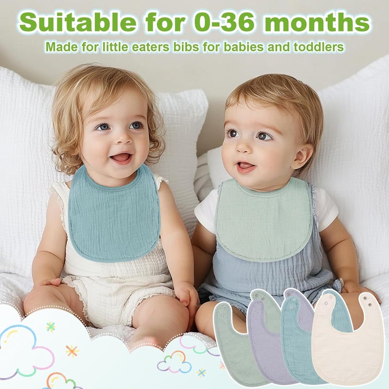 Rainflow Muslin Baby Bibs  6 Packs Baby Boy Bibs 036 Months with SnapDrool Bib for Unisex Boys and GirlsMuslin Soft Set for DroolingEatingTeething - Image 4