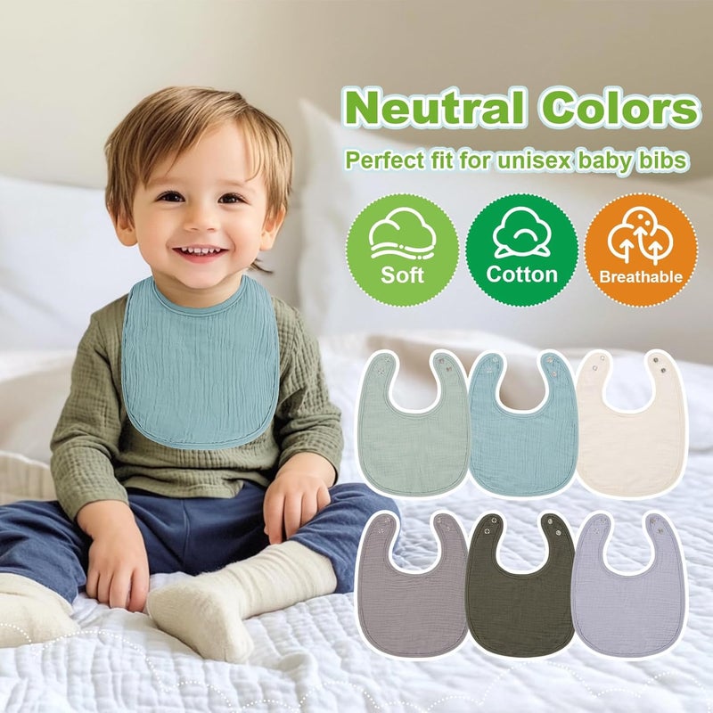 Rainflow Muslin Baby Bibs  6 Packs Baby Boy Bibs 036 Months with SnapDrool Bib for Unisex Boys and GirlsMuslin Soft Set for DroolingEatingTeething - Image 5
