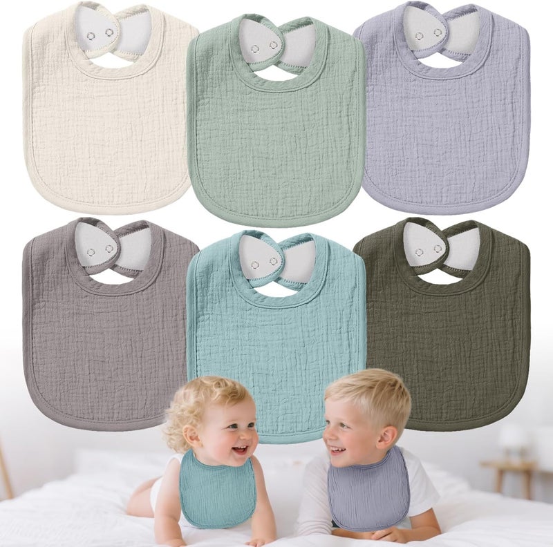 Rainflow Muslin Baby Bibs  6 Packs Baby Boy Bibs 036 Months with SnapDrool Bib for Unisex Boys and GirlsMuslin Soft Set for DroolingEatingTeething - Image 1