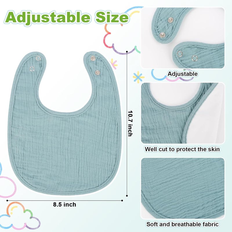 Rainflow Muslin Baby Bibs  6 Packs Baby Boy Bibs 036 Months with SnapDrool Bib for Unisex Boys and GirlsMuslin Soft Set for DroolingEatingTeething - Image 3