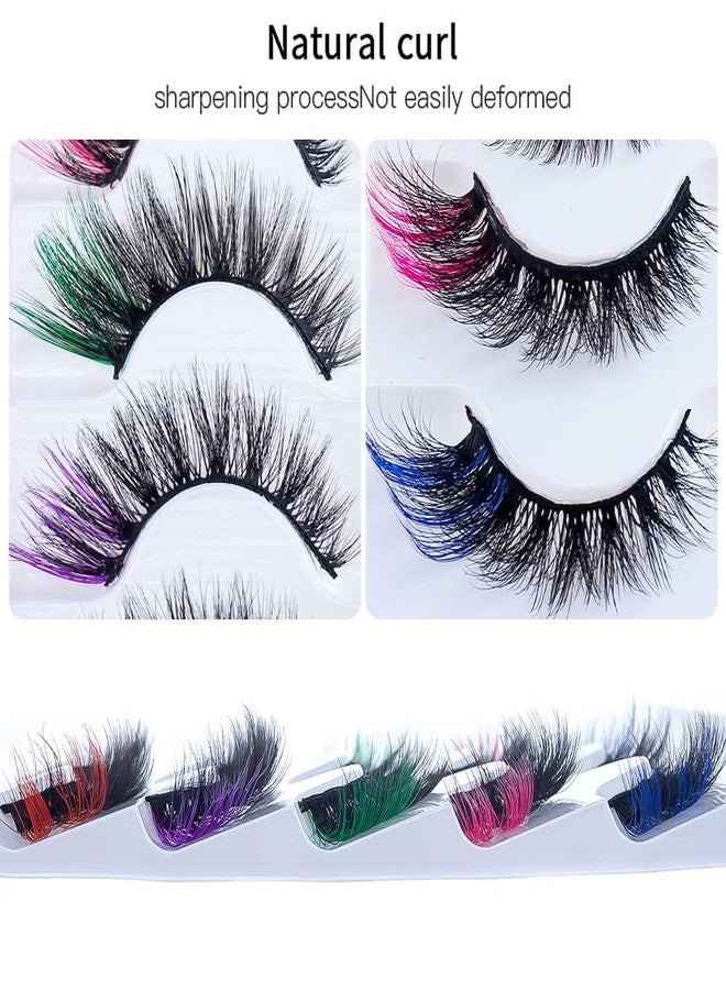 Uranian Colored Lashes Fake Eyelashes Mink False Eyelash with Colors Fluffy Colorful Lashes D Curl Extensions Strip Lashes for Women - Image 2
