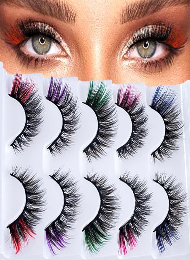 Uranian Colored Lashes Fake Eyelashes Mink False Eyelash with Colors Fluffy Colorful Lashes D Curl Extensions Strip Lashes for Women - Image 1