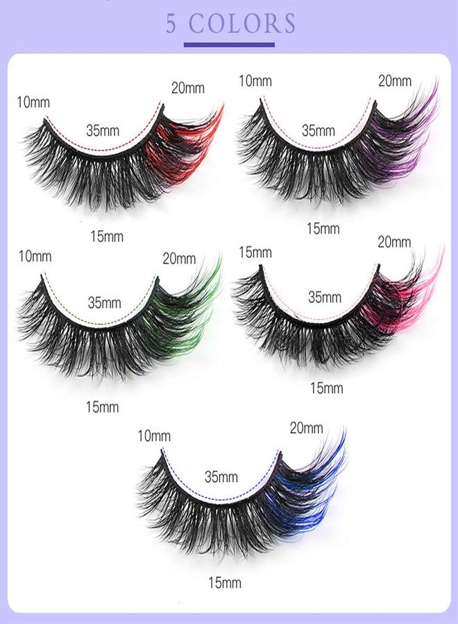Uranian Colored Lashes Fake Eyelashes Mink False Eyelash with Colors Fluffy Colorful Lashes D Curl Extensions Strip Lashes for Women - Image 4