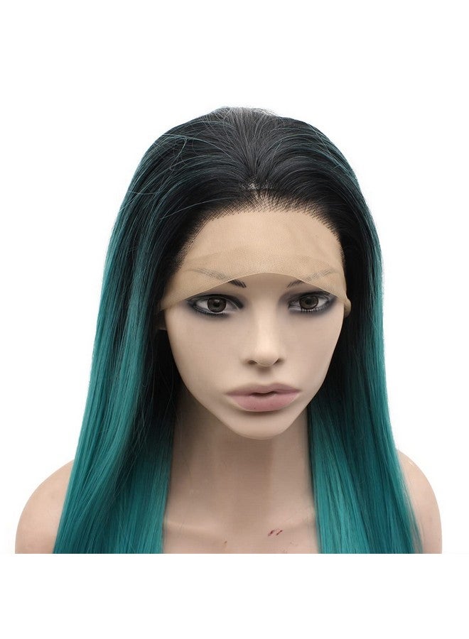 MX angel Mxangel Long Ombre Blue Hand Tied Synthetic Wig Lace Front Heat Resistant Fiber Hair - Image 5