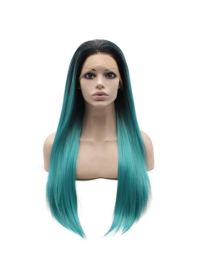 MX angel Mxangel Long Ombre Blue Hand Tied Synthetic Wig Lace Front Heat Resistant Fiber Hair - Image 2
