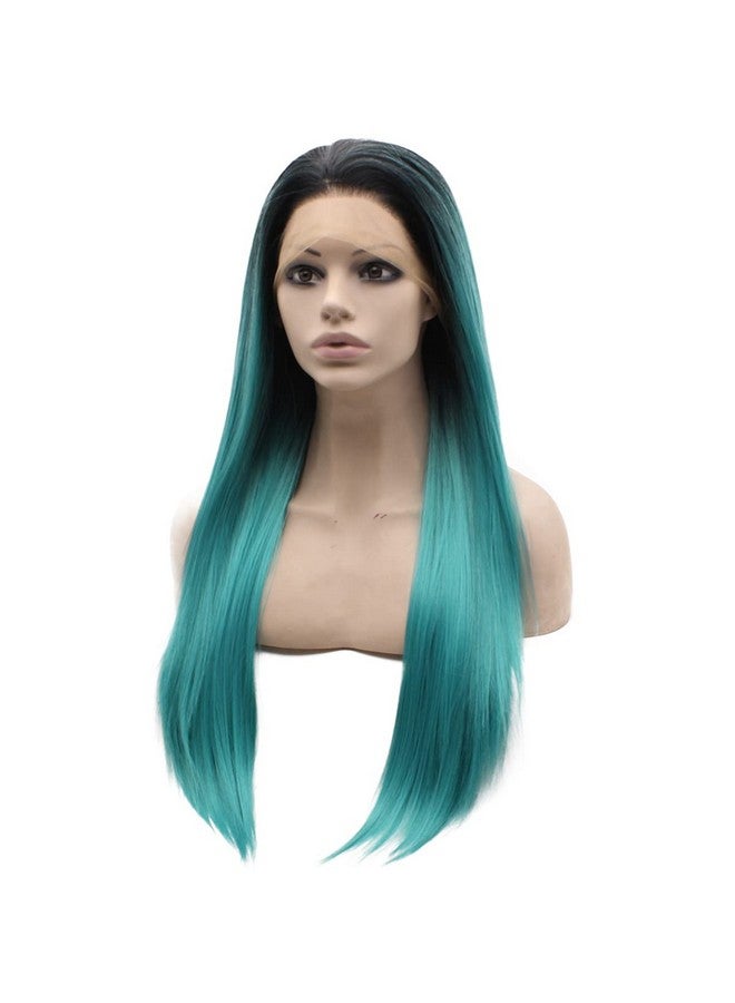 MX angel Mxangel Long Ombre Blue Hand Tied Synthetic Wig Lace Front Heat Resistant Fiber Hair - Image 4