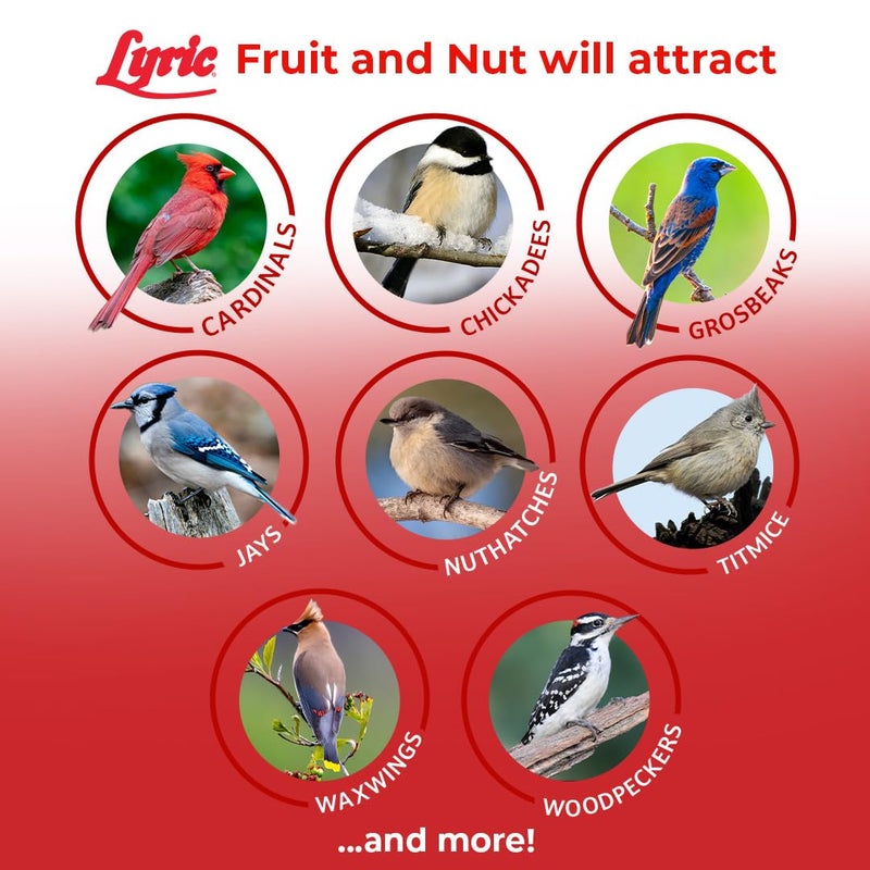 Lyric Fruit and Nut Wild Bird Seed - High Energy Wild Bird Food Mix - Attracts Woodpeckers, Chickadees & Other Songbirds -20 lb. Bag - Image 4