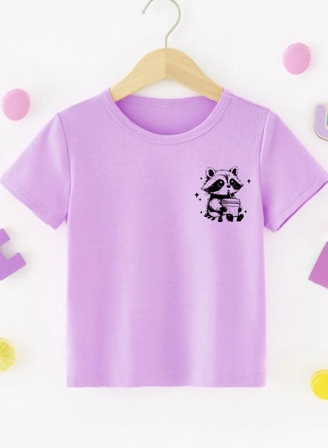 تايك تو Take Two Girls Purple Raccoon Graphic T-Shirt