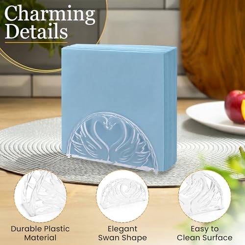 Crafts Central 5.75 Inch Clear Plastic Napkin Holder - 24 Pieces (Swans Design) - Image 2