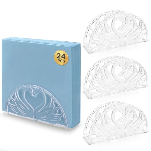 Crafts Central 5.75 Inch Clear Plastic Napkin Holder - 24 Pieces (Swans Design) - Image 1