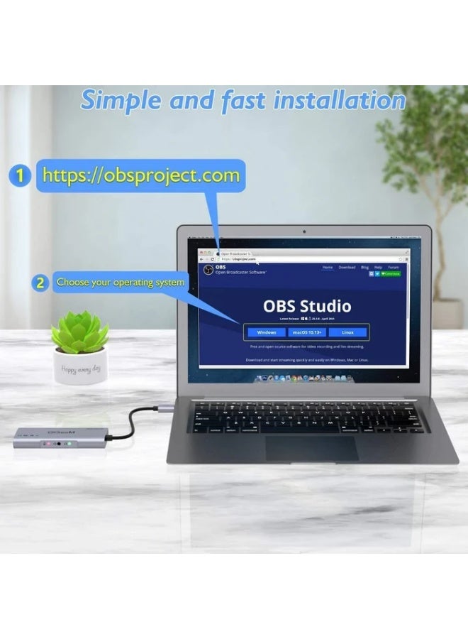 كيوجيم بطاقة التقاط فيديو HDMI - جهاز التقاط ألعاب USB 3.0 مزود بمخرج HDMI حلقي، ومدخل/مخرج صوت للبث المباشر والتسجيل - Image 4