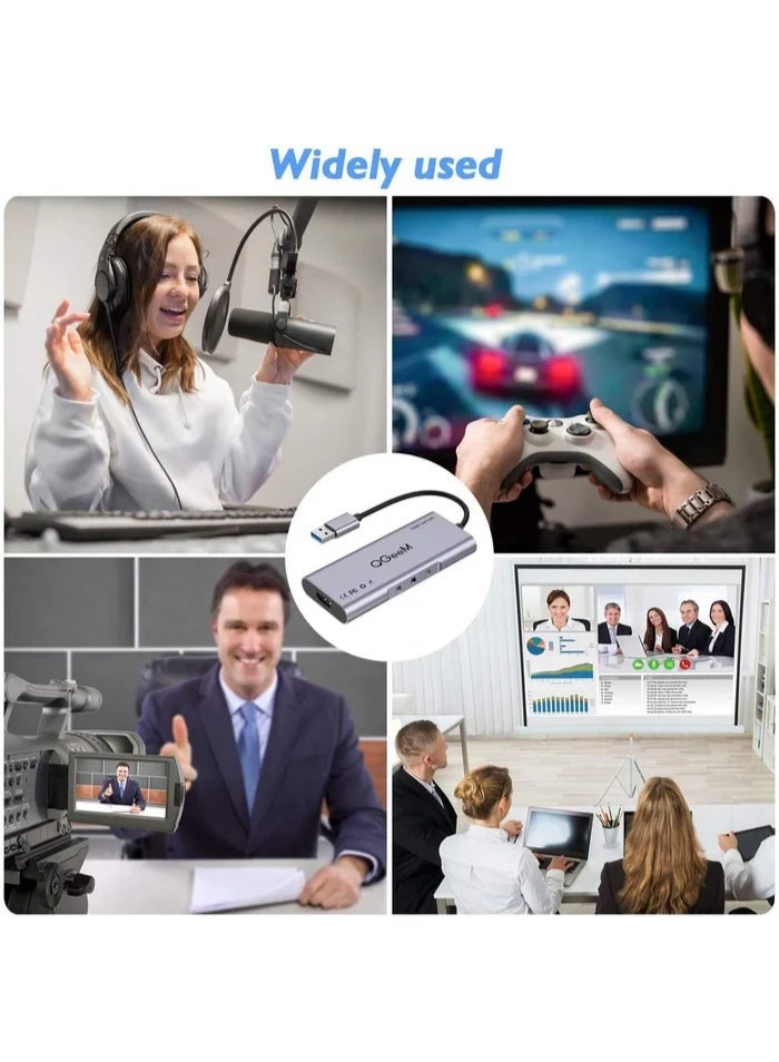 كيوجيم بطاقة التقاط فيديو HDMI - جهاز التقاط ألعاب USB 3.0 مزود بمخرج HDMI حلقي، ومدخل/مخرج صوت للبث المباشر والتسجيل - Image 5