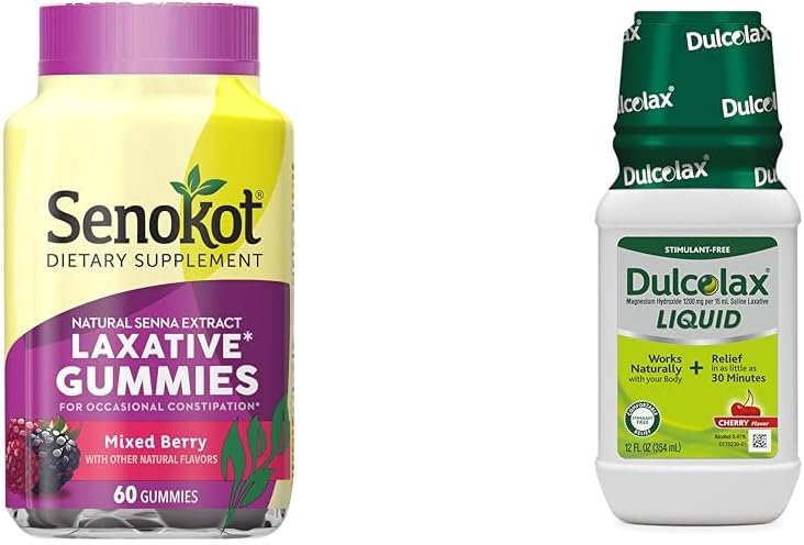 Senokot Dietary Supplement Laxative Gummies Natural Senna Extract Gentle  Dulcolax Liquid Laxative Stimulant Free Laxative for Comfortable Relief Cherry Flavor 12 oz - Image 1