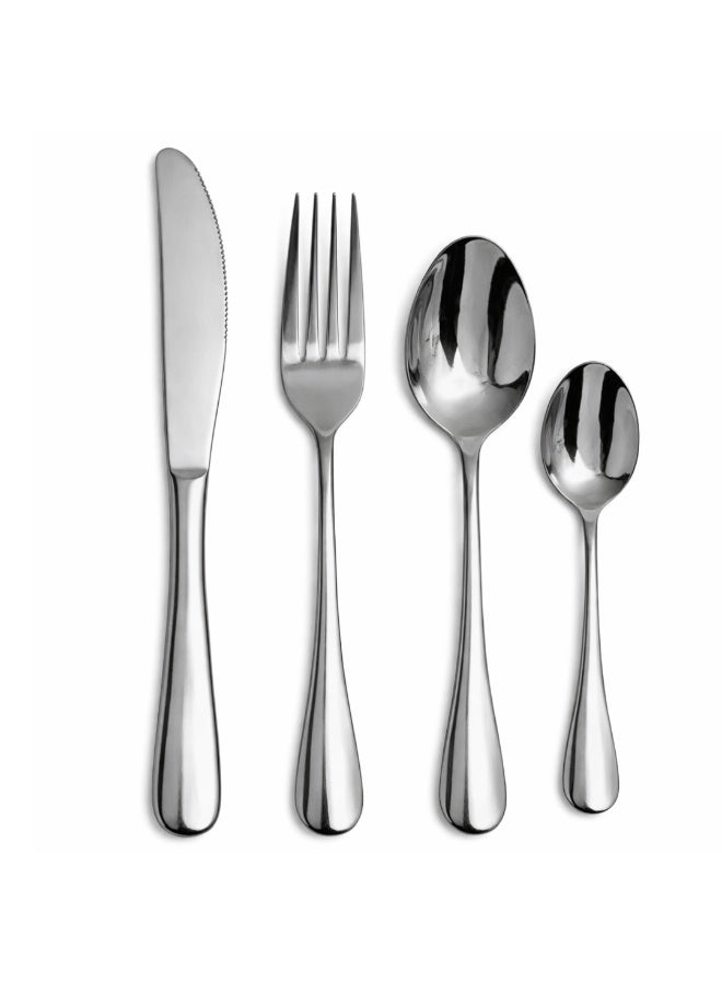 لوكاداه طقم أدوات مائدة فاخر من الفولاذ المقاوم للصدأ مكون من 4 قطع - سكين عشاء، شوكة عشاء، ملعقة طعام، وملعقة شاي - مصقولة بلمسة نهائية عاكسة، مقاومة للصدأ، مناسبة للمنزل والمطبخ وطاولة الطعام - Image 1