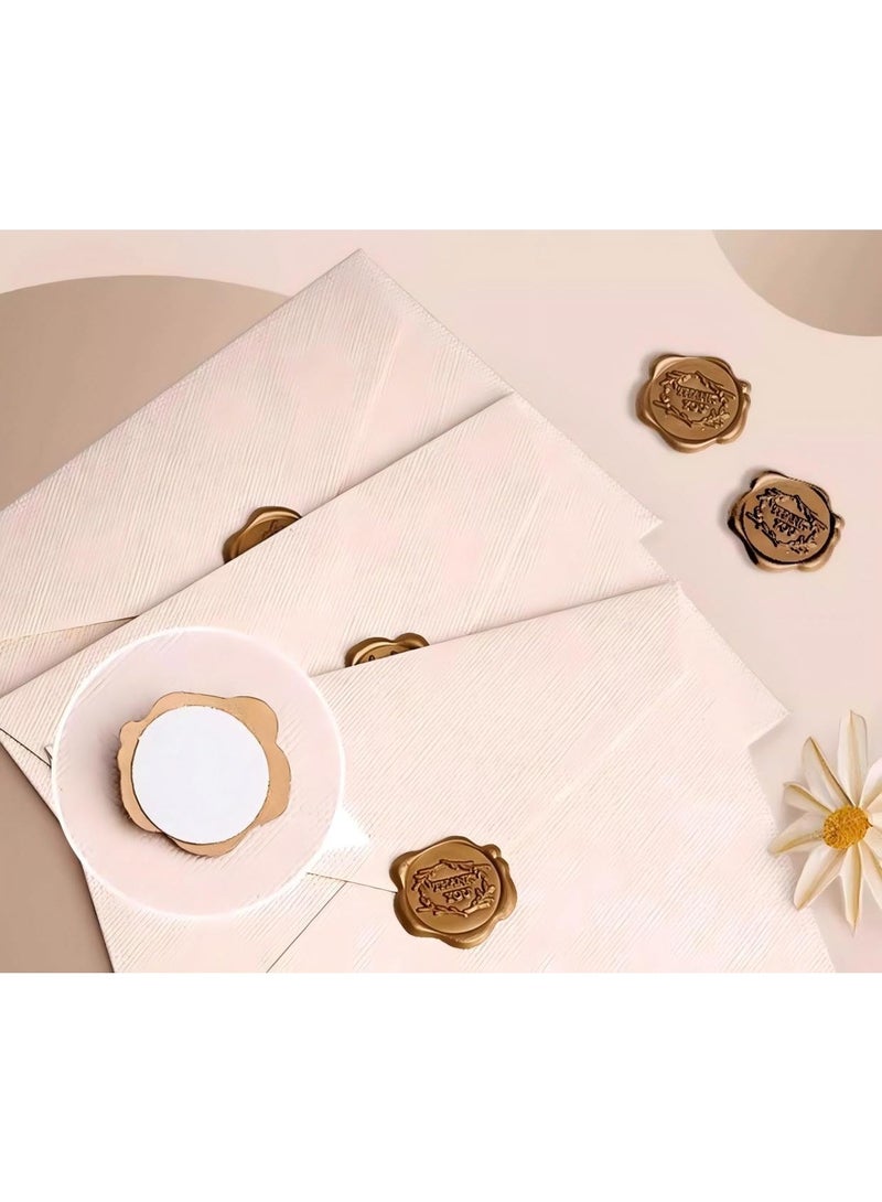 مجموعة من 16 قطعة من أظرف بطاقات المعايدة العتيقة، 3 أظرف + 10 أوراق للكتابة + 3 ملصقات ختم شمعية للرسائل والدعوات وحفلات الزفاف والهدايا، حرفة فنية (لون أبيض كتاني). - Image 4