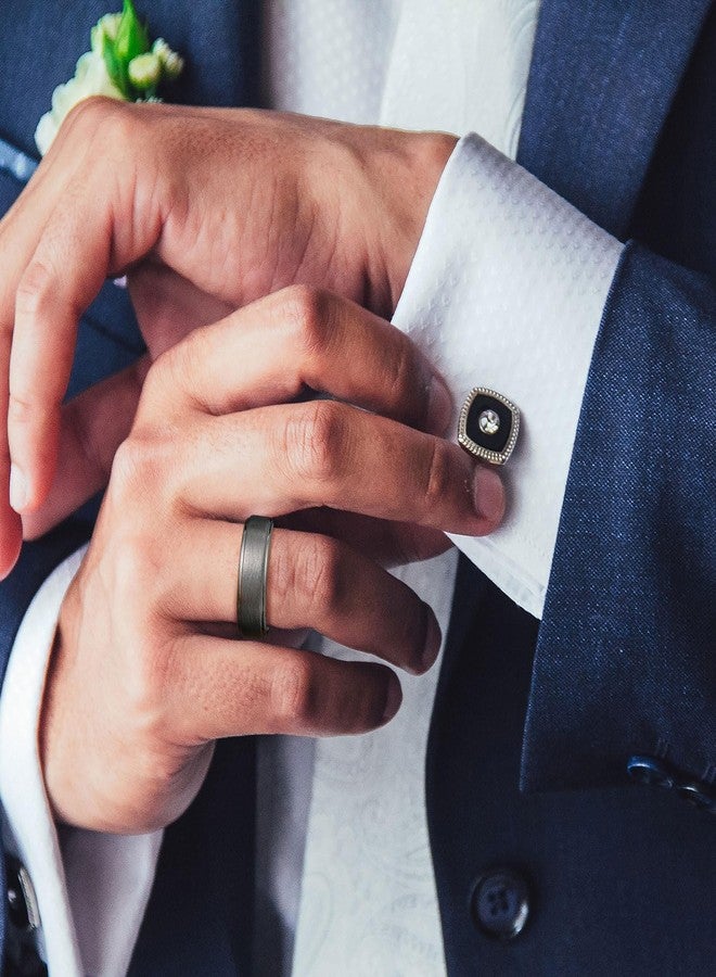 King Will خاتم كينغ ويل من كربيد التنجستن الرمادي المسدس بسمك 8 مم مع تشطيب مصقول عشوائي، خاتم زفاف مريح للرجال، خاتم ذكرى له 7 - Image 4