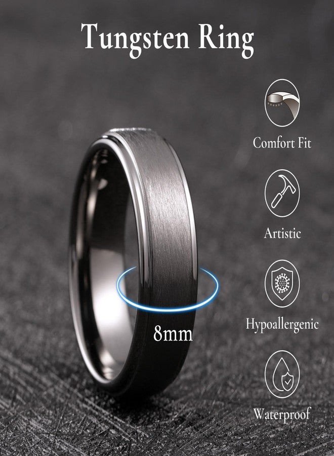 King Will خاتم كينغ ويل من كربيد التنجستن الرمادي المسدس بسمك 8 مم مع تشطيب مصقول عشوائي، خاتم زفاف مريح للرجال، خاتم ذكرى له 7 - Image 2