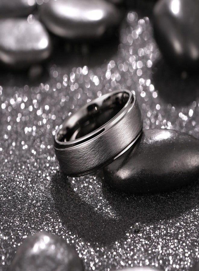 King Will خاتم كينغ ويل من كربيد التنجستن الرمادي المسدس بسمك 8 مم مع تشطيب مصقول عشوائي، خاتم زفاف مريح للرجال، خاتم ذكرى له 7 - Image 5