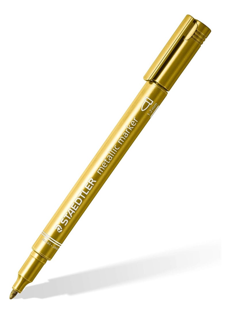 Staedtler 8323-S Bk3 Pack Of Gold And Silver Metallic Pens And A White Marker Pen - Image 2