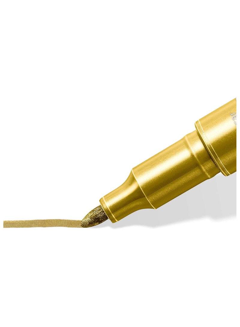Staedtler 8323-S Bk3 Pack Of Gold And Silver Metallic Pens And A White Marker Pen - Image 3