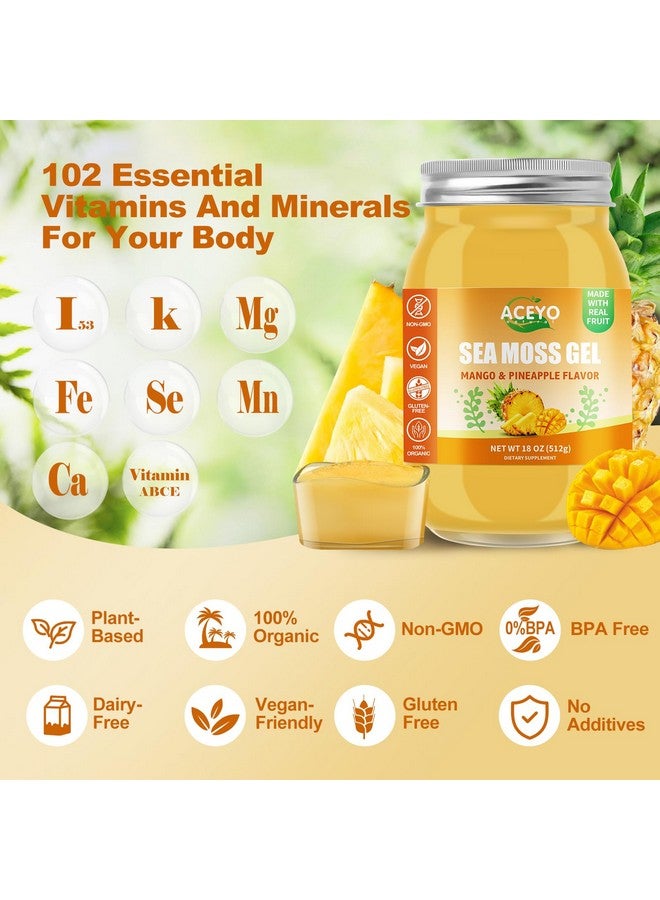 ACEYO (18 OZ) Irish Sea Moss Gel Raw Vegan Mango Pineapple Flavor 102 Vitamins and Minerals Wild Harvested Non-GMO - Image 2