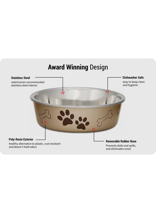 Loving Pets Bella Dog Bowls- Stainless Steel Dog & Cat Bowls - Spill Proof Dog Food Bowl, Puppy Essentials & Pet Supplies (Large 35-65 lbs, Artichoke)  - Image 2