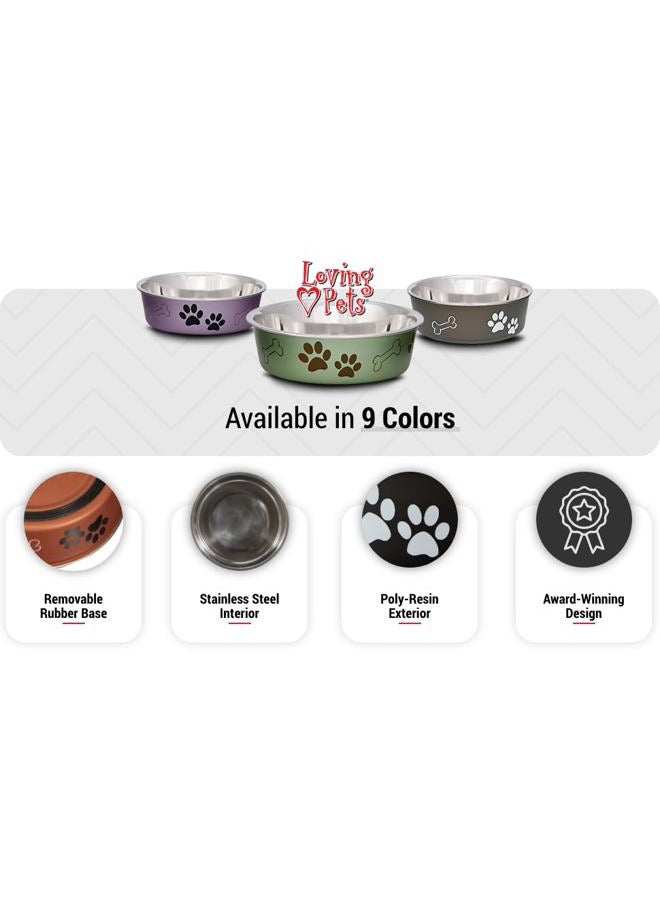 Loving Pets Bella Dog Bowls- Stainless Steel Dog & Cat Bowls - Spill Proof Dog Food Bowl, Puppy Essentials & Pet Supplies (Large 35-65 lbs, Artichoke)  - Image 3