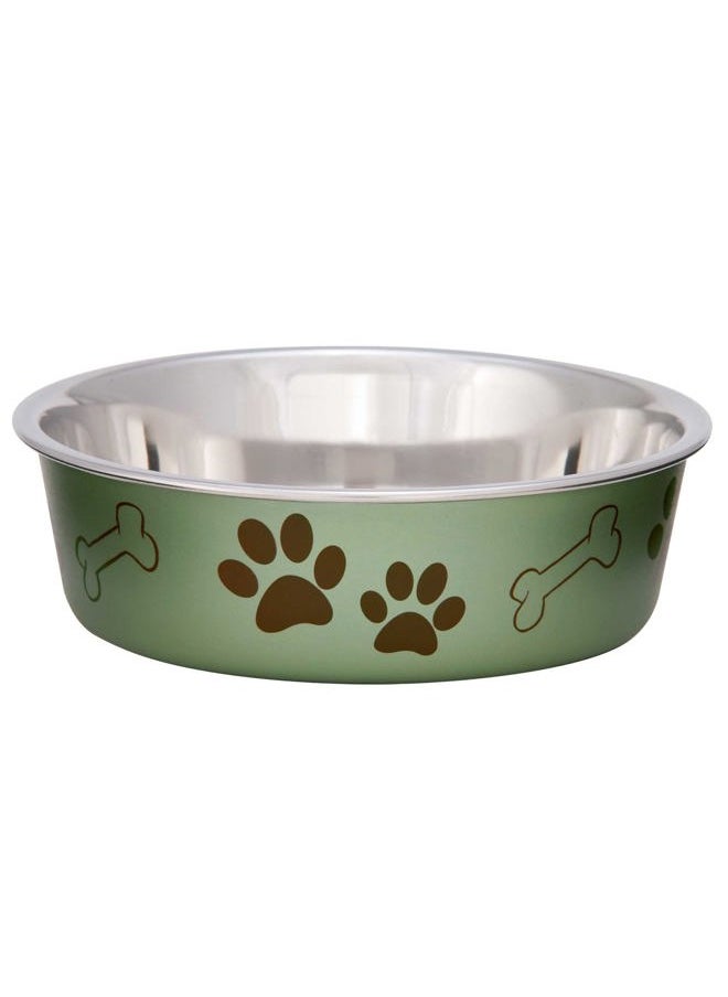 Loving Pets Bella Dog Bowls- Stainless Steel Dog & Cat Bowls - Spill Proof Dog Food Bowl, Puppy Essentials & Pet Supplies (Large 35-65 lbs, Artichoke)  - Image 1