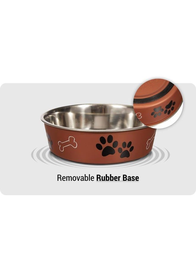 Loving Pets Bella Dog Bowls- Stainless Steel Dog & Cat Bowls - Spill Proof Dog Food Bowl, Puppy Essentials & Pet Supplies (Large 35-65 lbs, Artichoke)  - Image 4