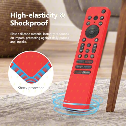 RAYA Silicone Cover Compatible with Sony TV Voice Remote RMF-TX811D / TX900 MG3 / TX800U 2025-2026 BRAVIA Series Protective Case [Remote Not Included] (RED-D) - Image 5