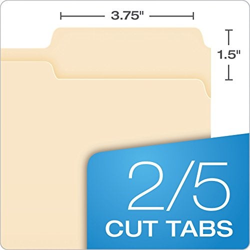Pendaflex Essentials File Folders, Letter Size, 2/5 Cut, Manila, 100 per Box (752 2/5RE) - Image 2