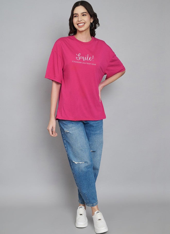 Trend Level Women Typography Printed Drop-Shoulder Sleeves T-shirt - Image 5