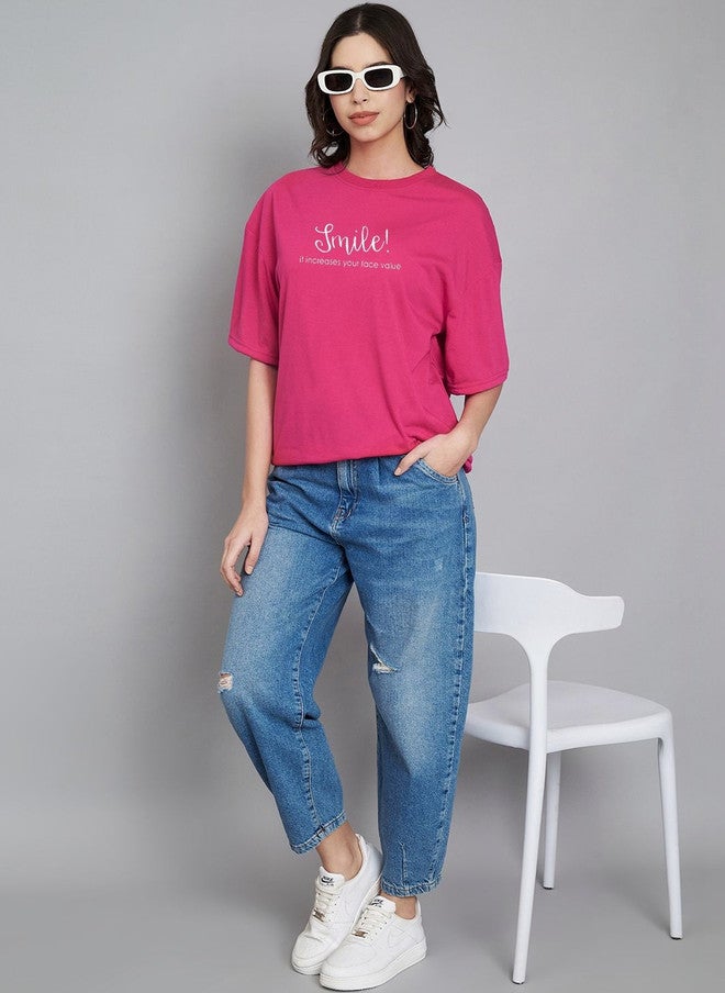 Trend Level Women Typography Printed Drop-Shoulder Sleeves T-shirt - Image 4