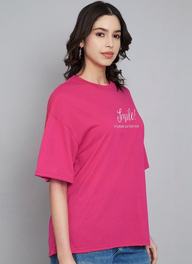 Trend Level Women Typography Printed Drop-Shoulder Sleeves T-shirt - Image 3