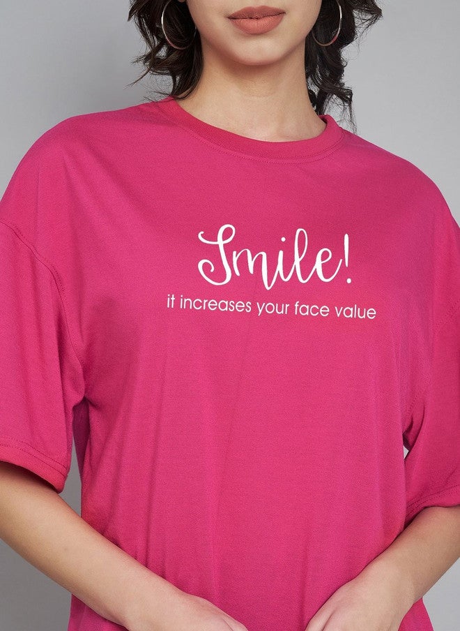 Trend Level Women Typography Printed Drop-Shoulder Sleeves T-shirt - Image 2