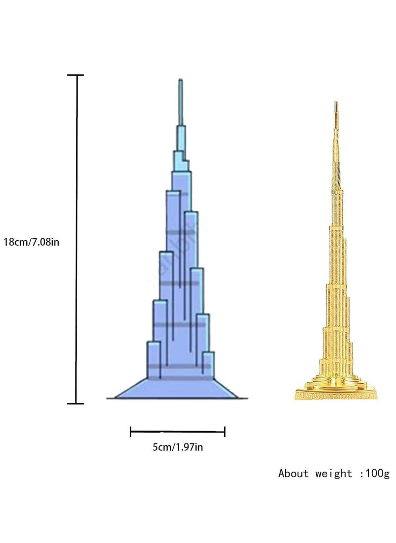 ECVV Burj Dubai Souvenir Burj Khalifa Architectural Model Decoration Gold Alloy Architectural Model Decoration Gift, 18cm  - Image 4