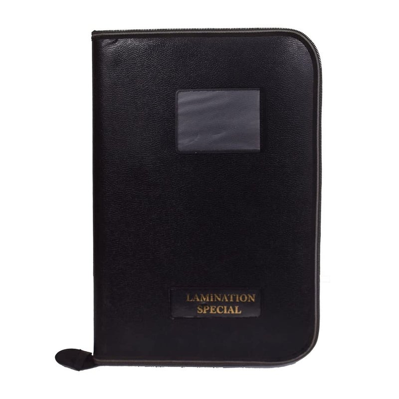 FUTURE X محفظة ملفات جلد PU بـ 20 ورقة، محفظة مقابلة، ملفات احترافية، حافظات ملفات بسحاب، ومنظم ملفات مستندات، حامل شهادة، حقيبة (محفظة سوداء بسيطة_عبوة من 1) - Image 5