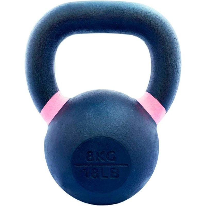 Cast Iron Powder Coated Kettlebell 8 KG Color Coded Handles - Strength Weight Training - Crossfit Functional Fitness - Home Gym Workout Equipment, Sizes 6 KG - 56 KG - Image 2