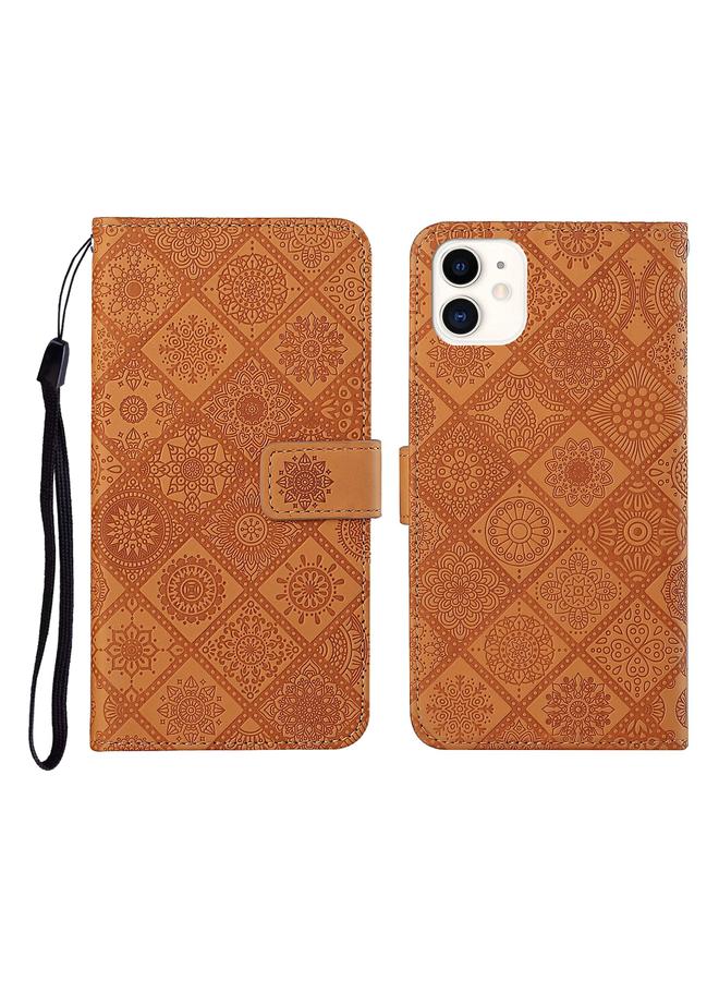 Zaboon Case For iPhone 11 Ethnic Style Embossed Pattern Horizontal Flip Leather Case with Holder & Card Slots & Wallet & Lanyard - Image 1
