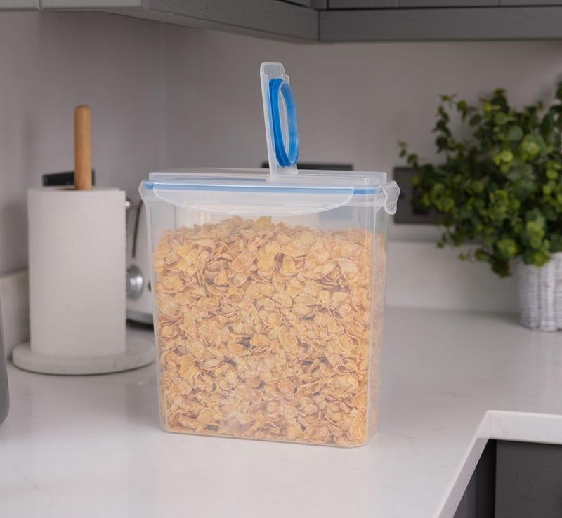 Addis Clip Tight Cereal Food Storage Container 3.7 Litre Tall Rectangle With Easy Pour Lid and Locking Clips, Airtight Bpa Free, Clear Transparent - Image 2
