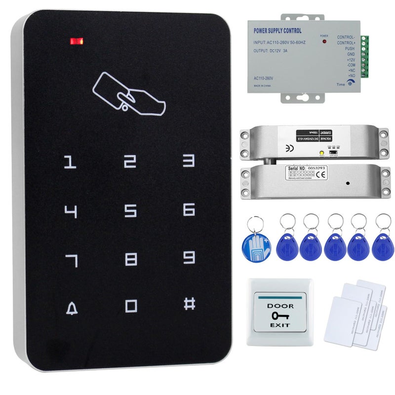 OBO HANDS RFID Door Access Control System Keypad NC Electric Drop Bolt LockPower SupplyExit Button 10pcs FobsCards