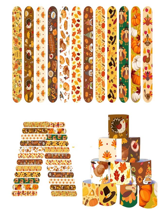 DimiGlobal 48pcs Thanksgiving Slap Bracelets for Kids Bulk Slap Bracelets for Thanksgiving Party Favors - Image 2